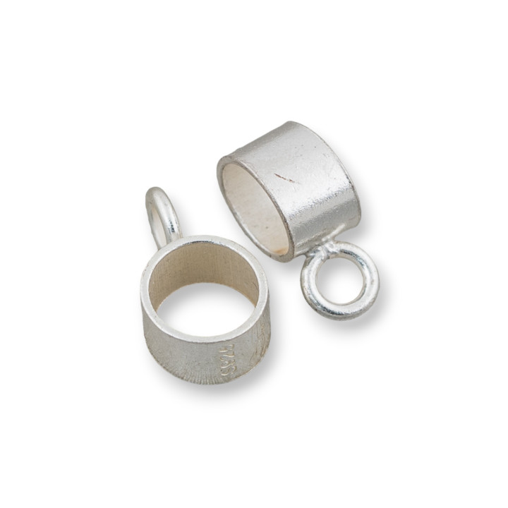 Gancho Para Colgante De Plata 925 Tubular Con Agujero 5mm Y Anilla 4mm 18pz Plateado