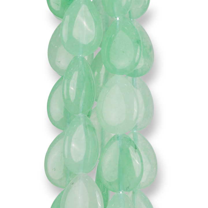 Giada Verde Crisoprasio Gocce Piatte Lisce 15x20mm
