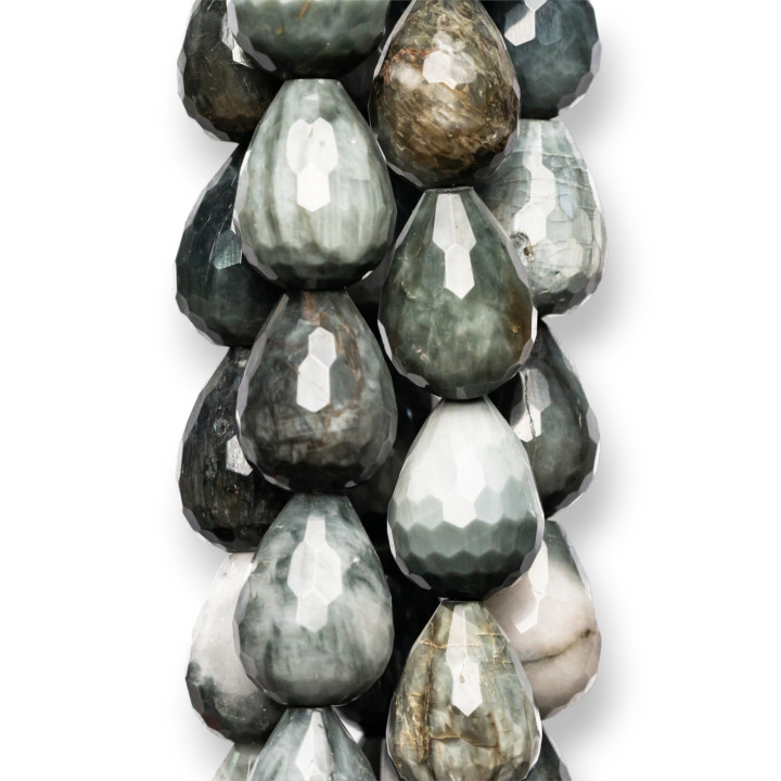 Hawkeye Faceted Briolette Drops 15x20mm