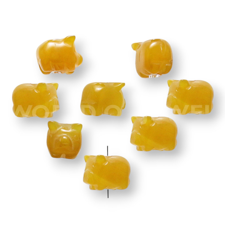 Yellow Agate Pigs 18x13mm 14pcs