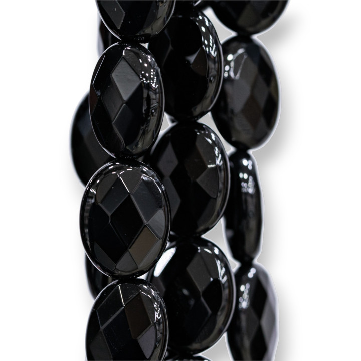 Onyx Oval Flat Faceted 20x30mm