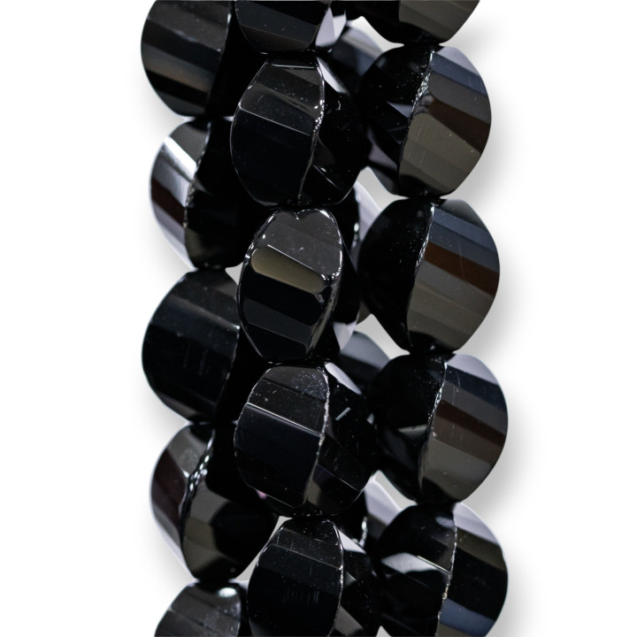 Onyx Oval Twist Faceted 10x14mm