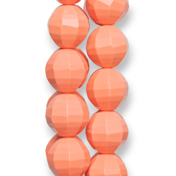 Faceted Melon Pink Coral Paste 16mm