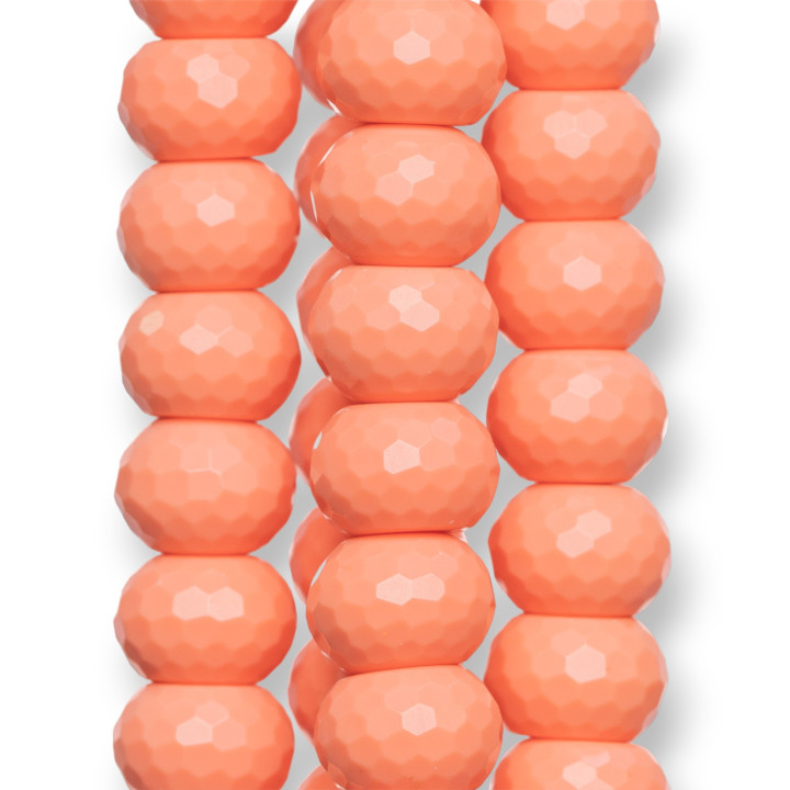 Pink Coral Paste Rondelle Faceted 16x12mm