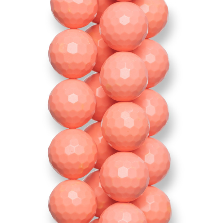 Faceted Pink Coral Paste 20mm Clear