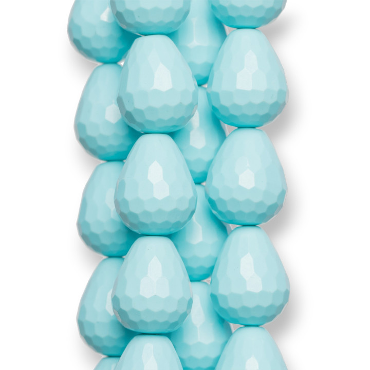 Pâte Turquoise Briolette Gouttes Facette 14x17mm
