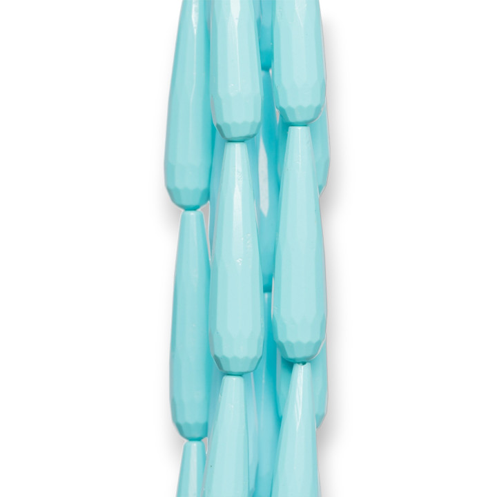 Τυρκουάζ Πάστα Faceted Briolette Drops 07x30mm