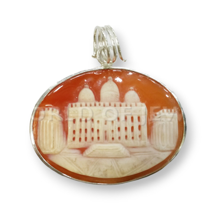 Ασημένιο μενταγιόν 925 και οβάλ Carnelian Cameo 32mm
