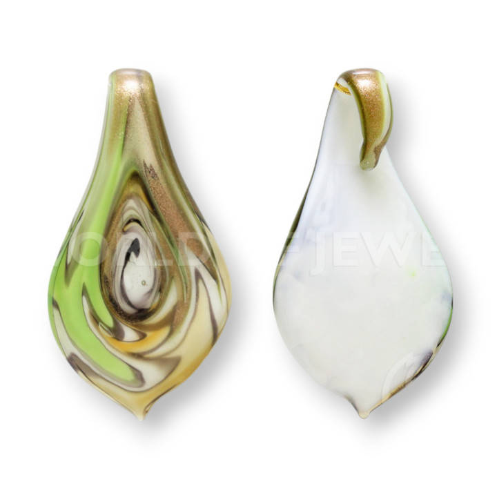 Murano Glas Anhänger mit Fantasie 32x62mm - 2St Grün