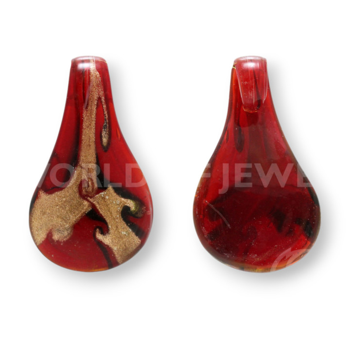 Colgante de Cristal de Murano con Fantasía 34x62mm - 2pcs Rojo