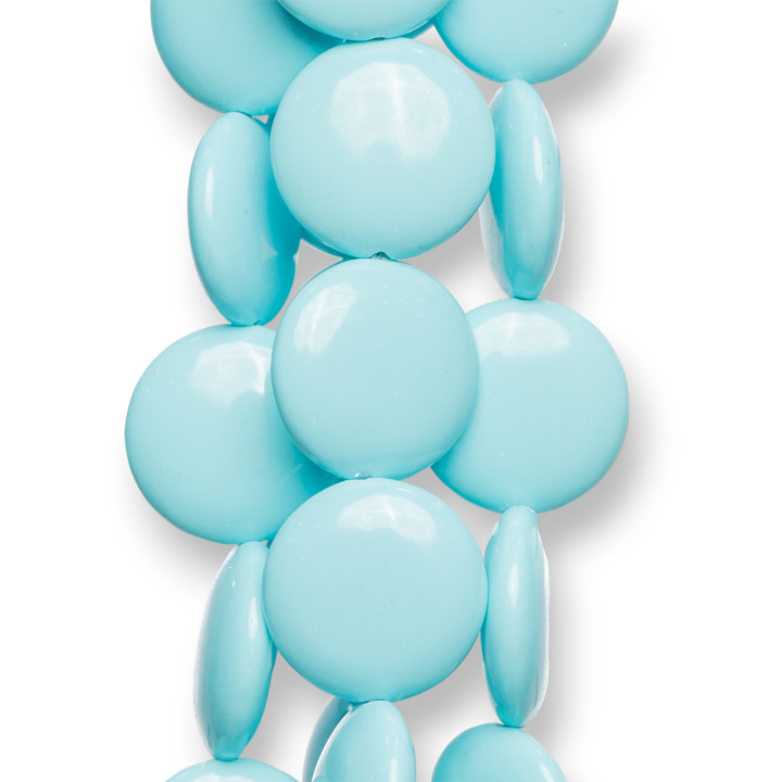 Turquoise Paste Round Flat Smooth 20mm