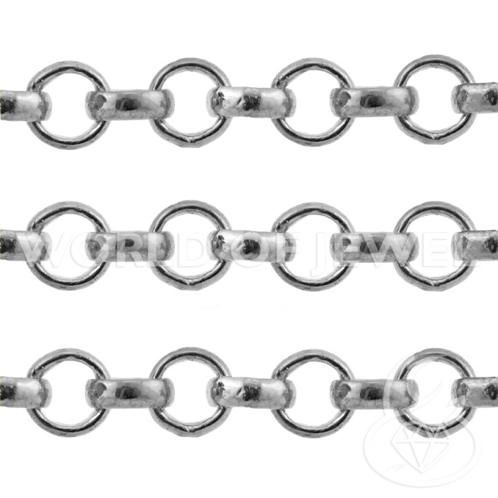 Cadena Rolo Latón 5,0mm 10M - Rodio