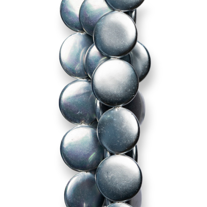 Perle di Maiorca Grigio Argento Tondo Piatto Liscio 20mm