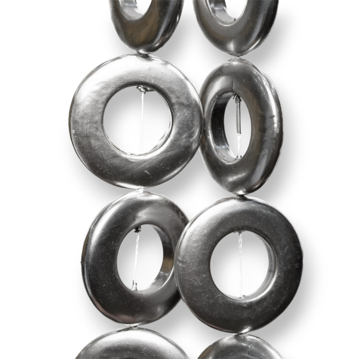 Perlas de Mallorca Gris Redondas Planas Perforadas 30mm