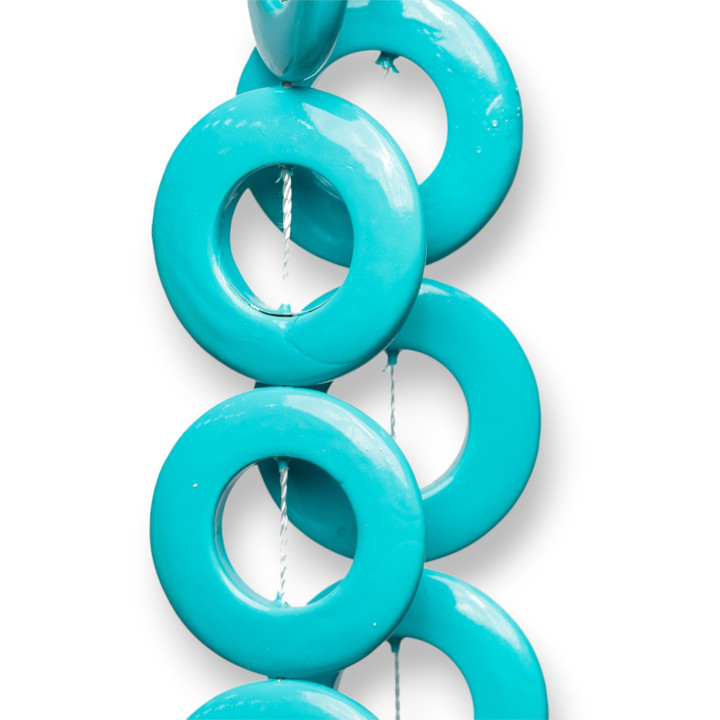 Majorca Turquoise Pearls Round Flat Smooth Drilled 30mm