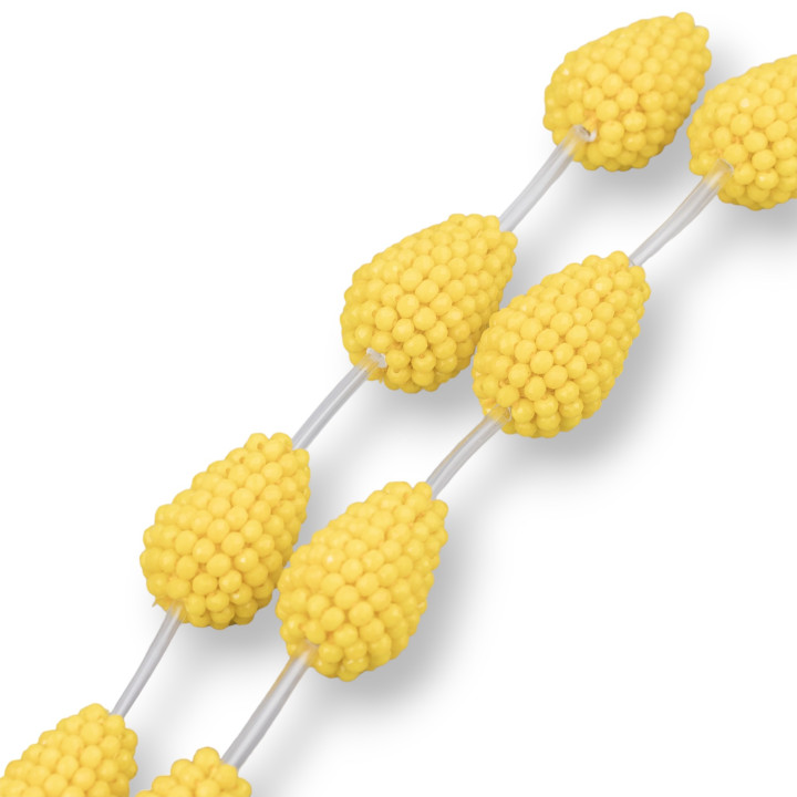 Perles sur fil Rondelle torsadée indienne Cristaux 16x26mm 6pcs Jaune