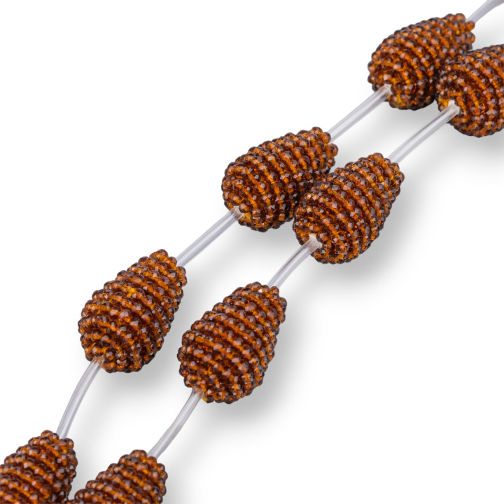 More Strand Beads Teardrop Crystals Indian Twisted Rondelle 16x26mm 6pcs Marrón