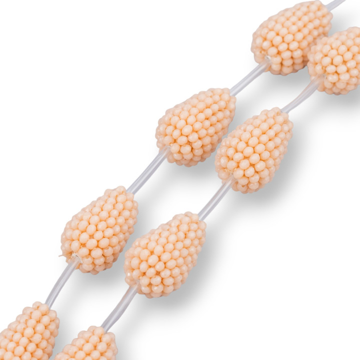 More Strand Beads Teardrop Crystals Indian Twisted Rondelle 16x26mm 6pcs Rosa polvo