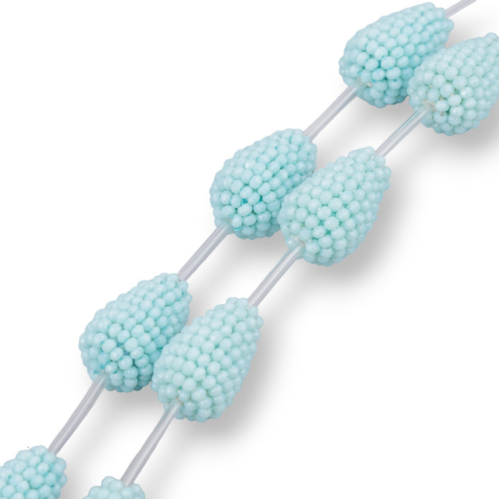 Indian Twisted Rondelle Teardrop Crystal Strand Beads 16x26mm 6τμχ Ανοιχτό Τυρκουάζ