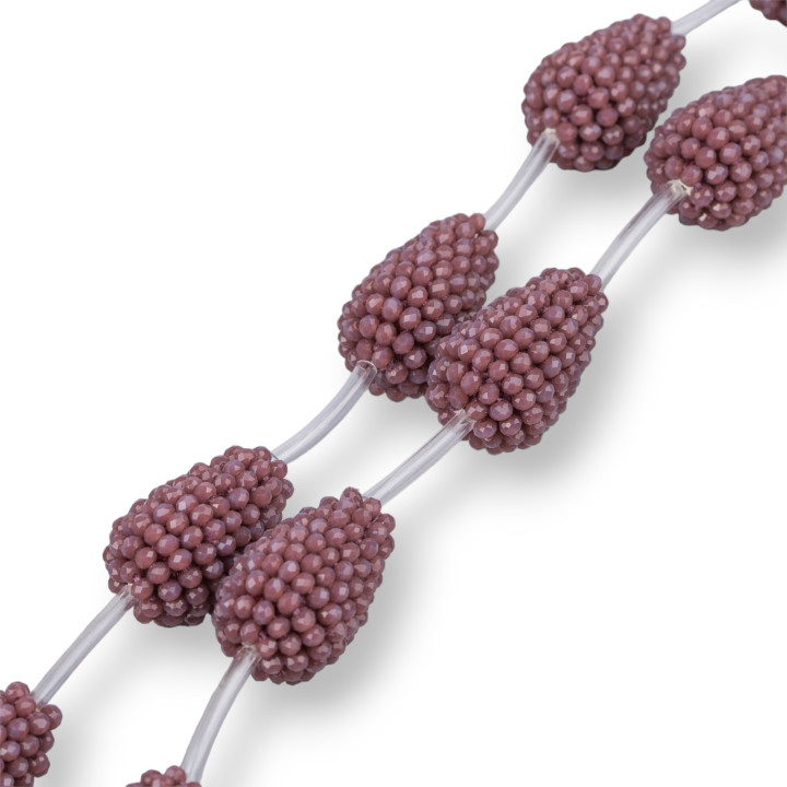 More Strand Beads Teardrop Crystals Indian Woven Rondelle 16x26mm 6St Burgundy