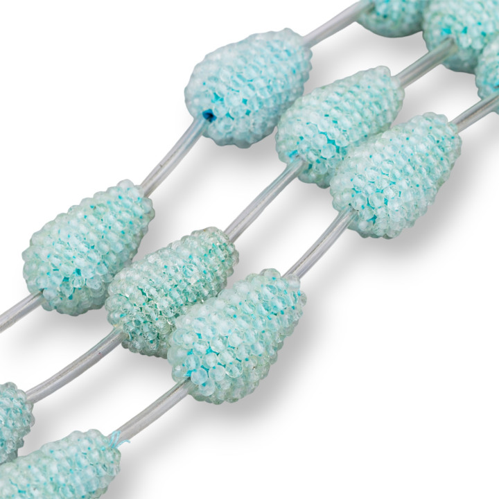 Blackberry Aquamarine Drop Faceted Indian Machine Cut Strand Beads 17x25mm 4 τμχ