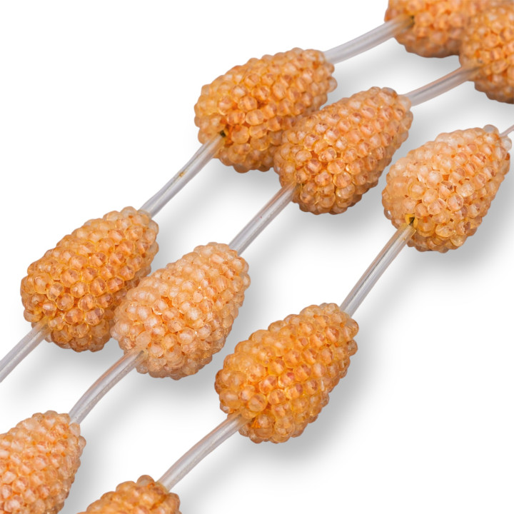 MachineCut Citrino indio Más cuentas de alambre Gota facetada 17x25 mm 4 piezas