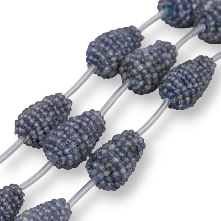 Blackberry Iolite Drop Faceted Indian Machine Cut Strand Beads 15x20mm 4 τμχ