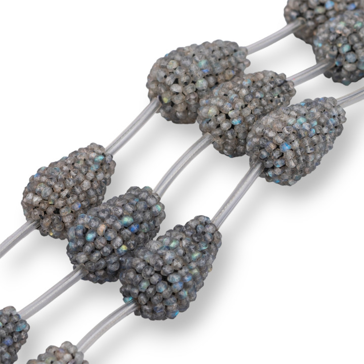 Perles de brin de labradorite Indian MachineCut Goutte à facettes 17x25mm 4pcs