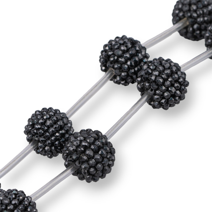Perline A Filo More Di Spinello Nero Sfaccettato Indiane MachineCut 15mm 4pz