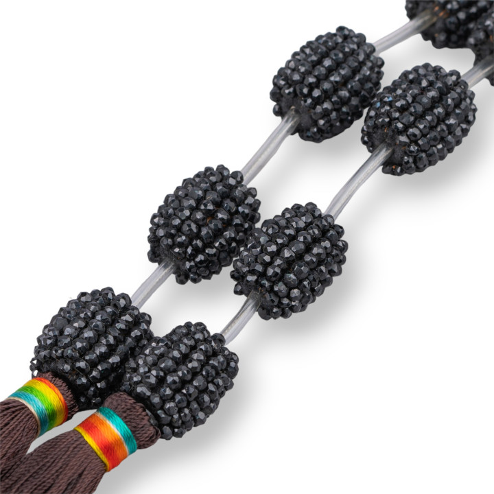 Indian Faceted Black Spinel More Strand Machine Cut Barrel Beads 16x18mm 4 τμχ