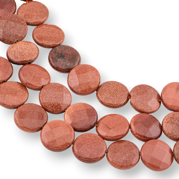 Gold Sunstone Round Flat Faceted 25mm