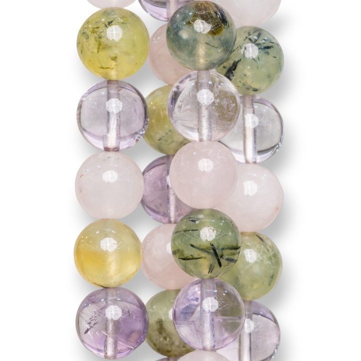Mixed Prenite Stones Rose Quartz Rock Crystal Smooth Round 13mm