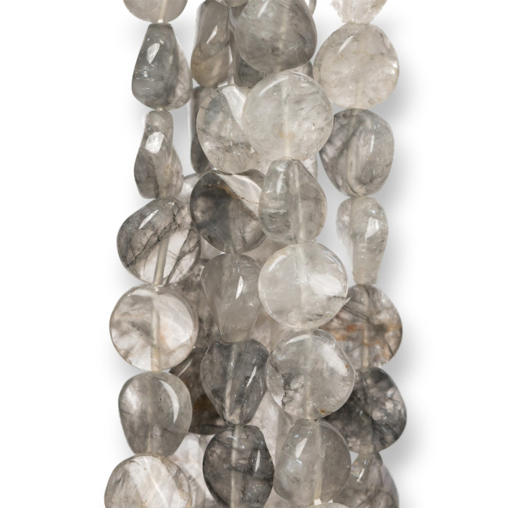 Gray Quartz Round Flat Smooth Wavy 12mm