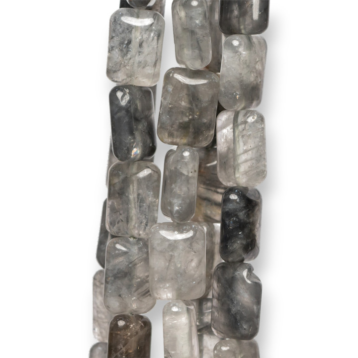 Flaches Rechteck aus grauem Quarz 10x14mm