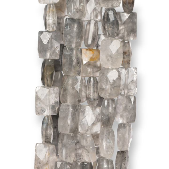 Gray Quartz Faceted Flat Rectangle 08x10mm