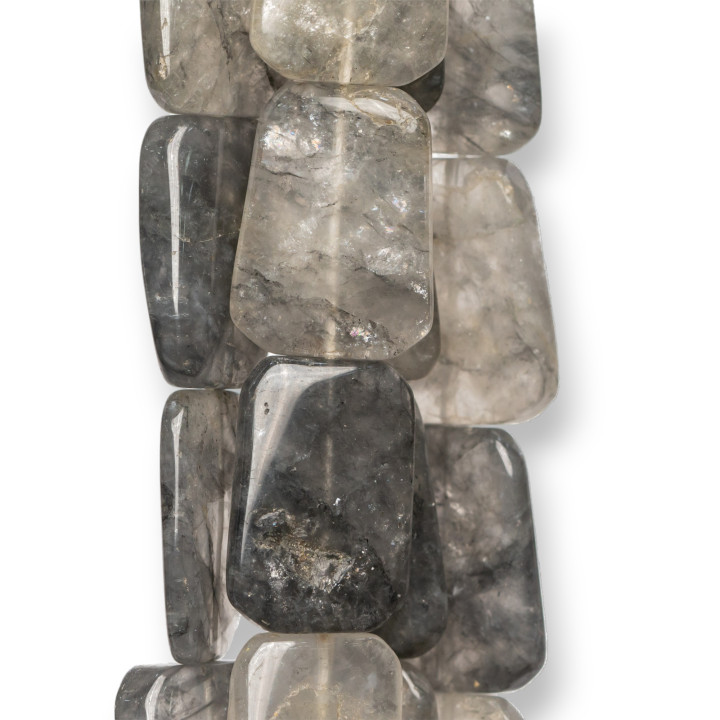 Gray Quartz Flat Rectangle Twist Wavy 18x25mm