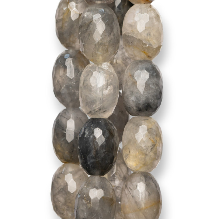 Cuarzo Gris Arroz Facetado 13x18mm Crudo