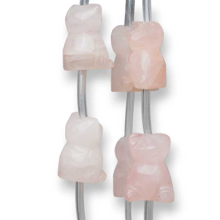 Quarzo Rosa A Filo Animali 15x20mm Gattini 11pz