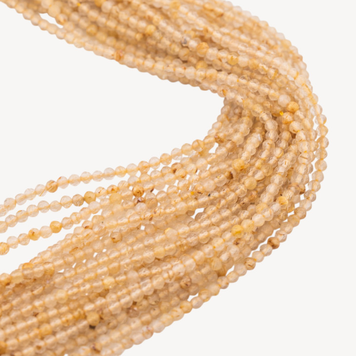 Quarzo Rutilato Gold Perlina Tonda Sfaccettata Diamond Cut 2,2mm