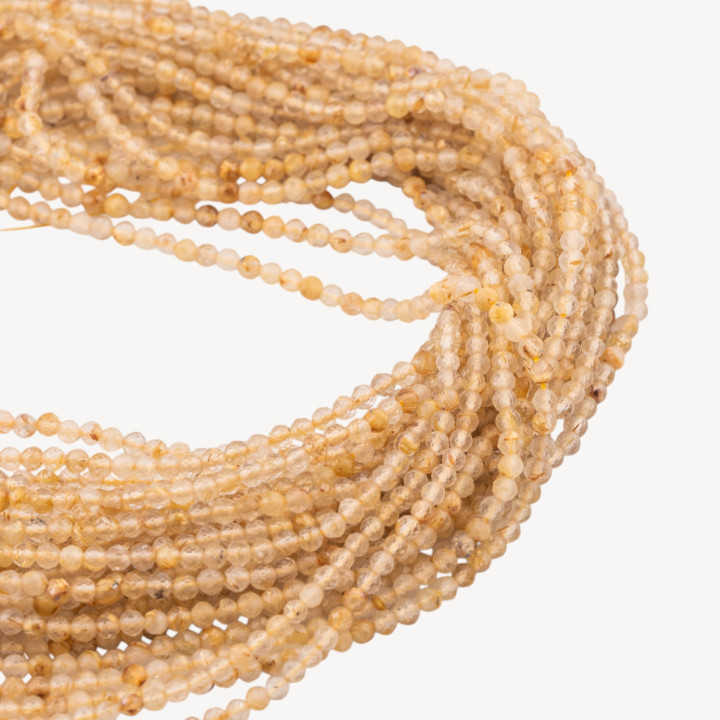 Oro Rutilado Cuarzo Facetado Corte Diamante 3,0mm