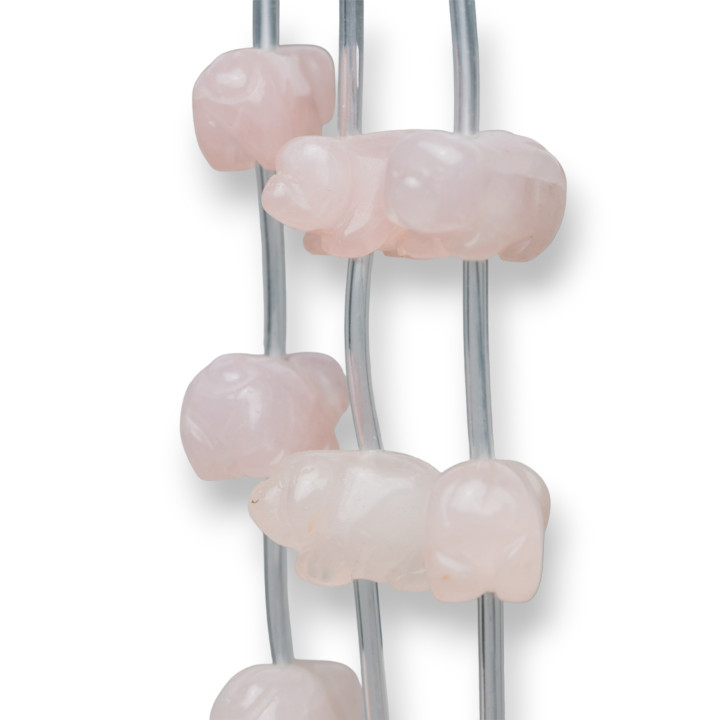 Rose Quartz Wire Animals 20x11mm Piglets 12pcs Approx.