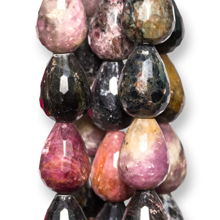 Multicolor Turmalin facettierte Briolette-Tropfen 14x18mm