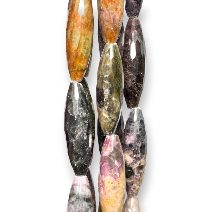 Tormalina Multicolor Grezzo Riso Sfaccettato 12x40mm