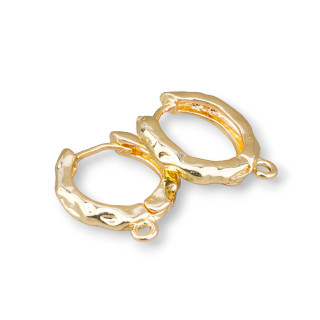 Bases para Pendientes de Aro de Bronce Forjado 15mm 10 Pares Dorado