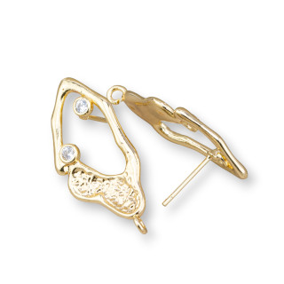 Bases para pendientes de bronce con circonita 15x30 mm 7 pares blanco dorado