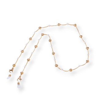 Glasses Chain with Non-Slip Silicone Rings 70cm Heart 10pcs Golden