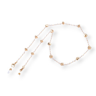 Cadena para gafas con anillas de silicona antideslizantes, pepitas de 70 cm, 10 unidades, dorado