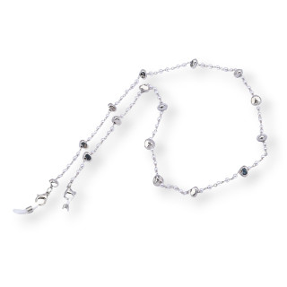 Chaîne à Lunettes Avec Anneaux Antidérapants en Silicone 70cm Nuggets 10pcs Plaqué Rhodium