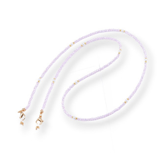 Catena Per Occhiali Con Anelli Di Silicone Antiscivolo Cristalli e Ottone 2pz Rosa