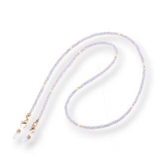 Catena Per Occhiali Con Anelli Di Silicone Antiscivolo Cristalli e Ottone 2pz Rosa